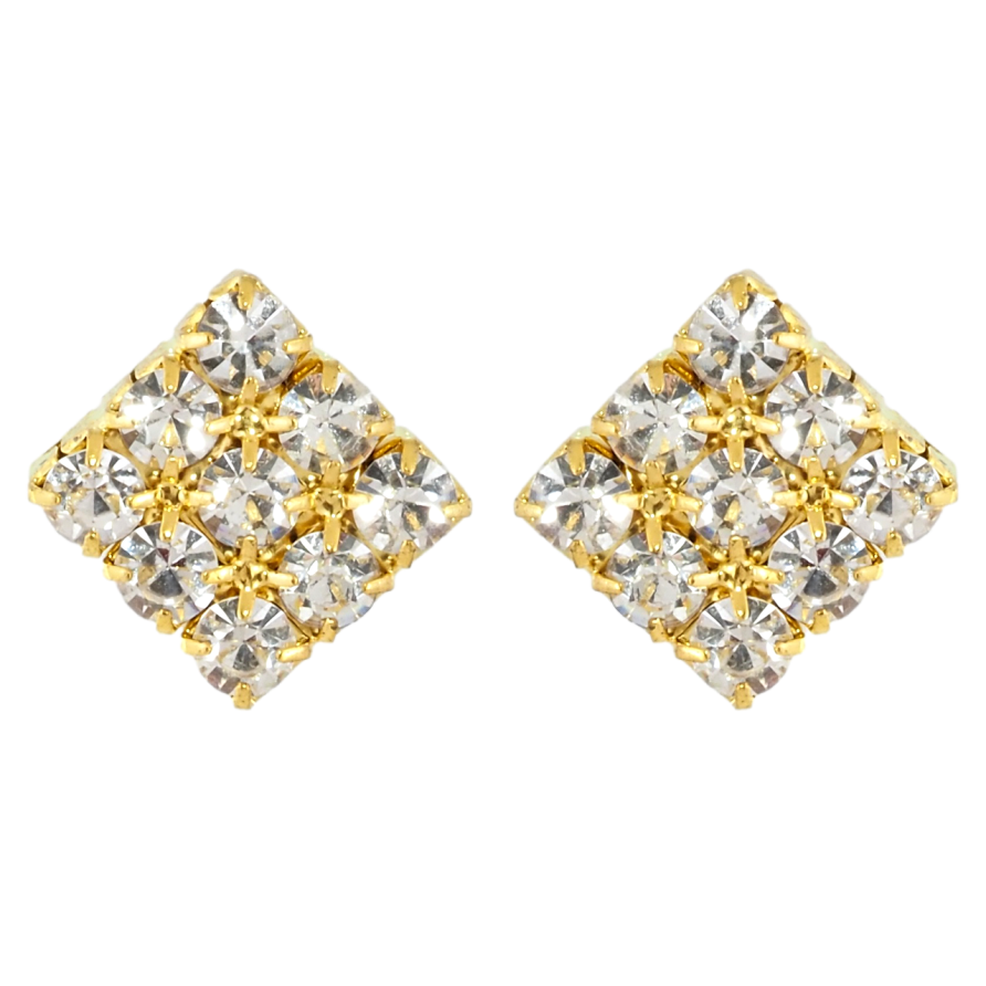 Серьги пусеты Инкрустация стразами 10х11мм фото №1