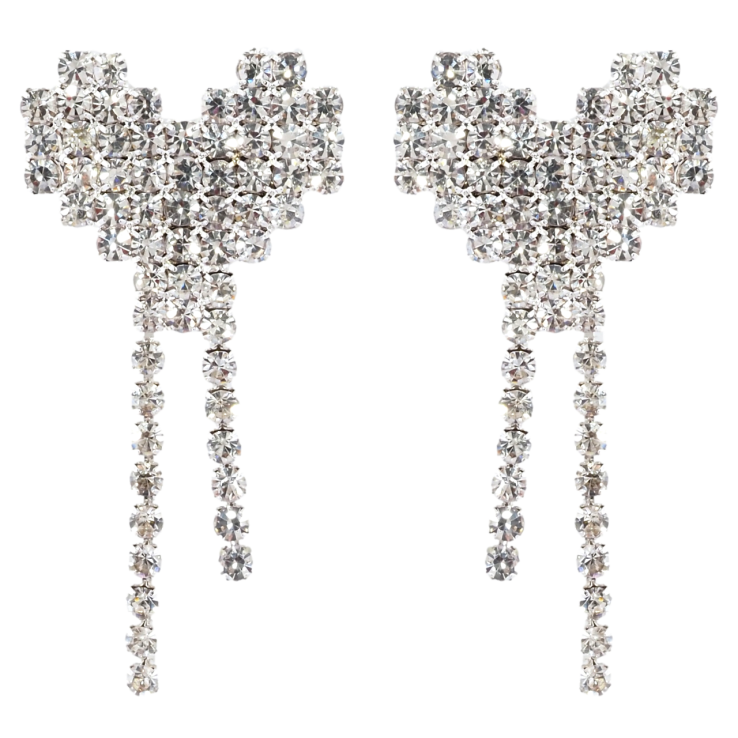 Серьги пусеты Сердечки с инкрустацией стразами фото №10