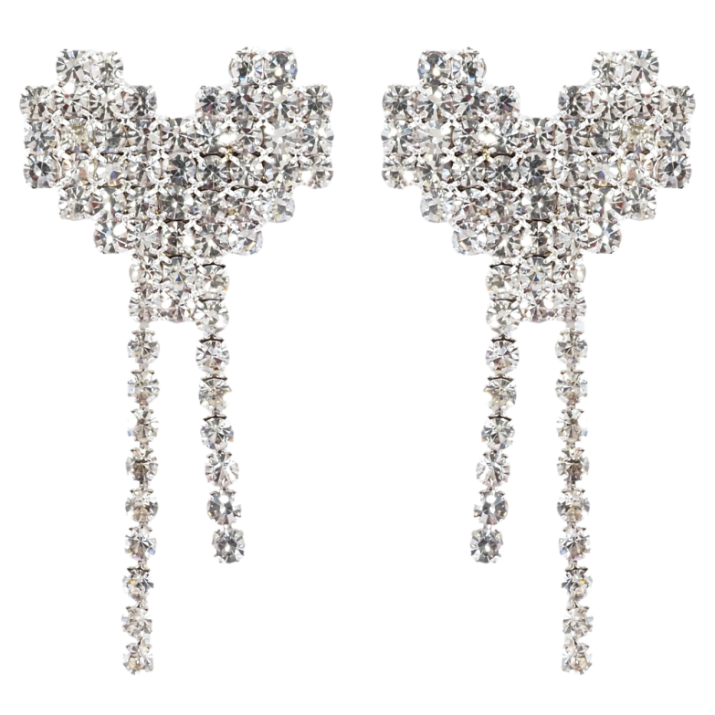 Серьги пусеты Сердечки с инкрустацией стразами фото №1