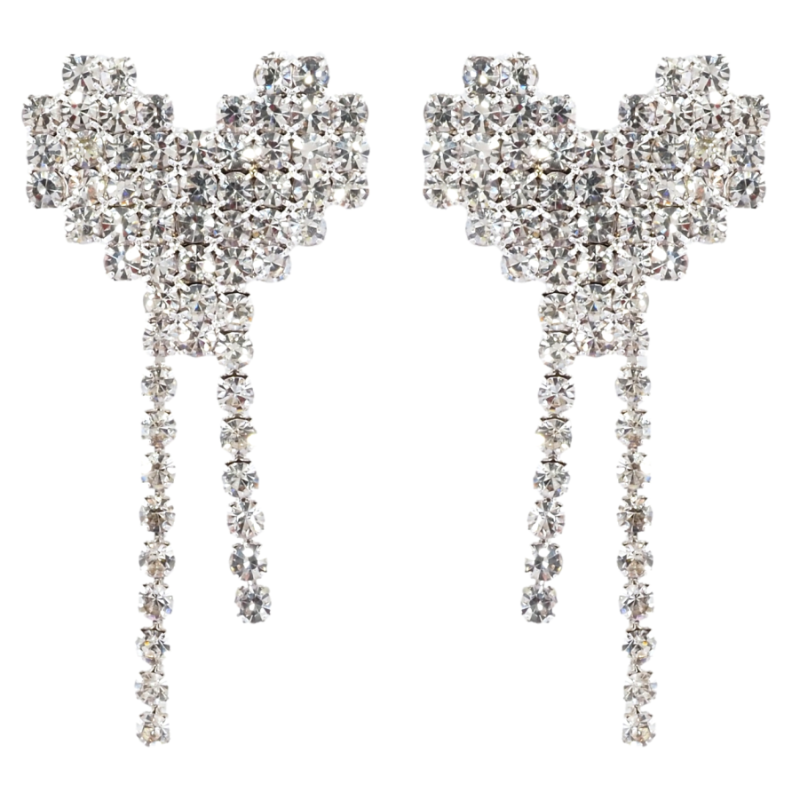 Серьги пусеты Сердечки с инкрустацией стразами фото №1