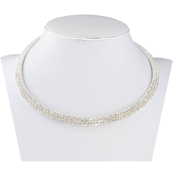 Колье Дорожка страз в 3 ряда длина 32см х 6мм фото №21