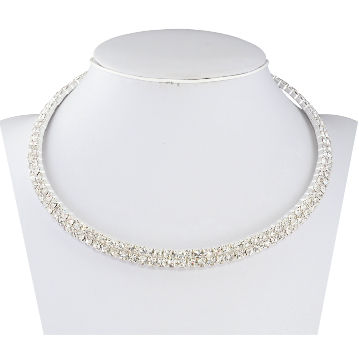 Колье Дорожка страз в 2 ряда длина 33см +10.5см доп.цепочка х 7мм фото №18