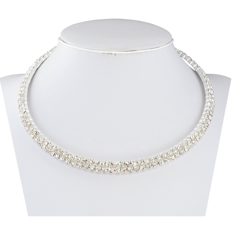 Кольє Доріжка страз в 2 ряди довжина 33см +10.5см доп.ланцюжок х 7мм фото №3