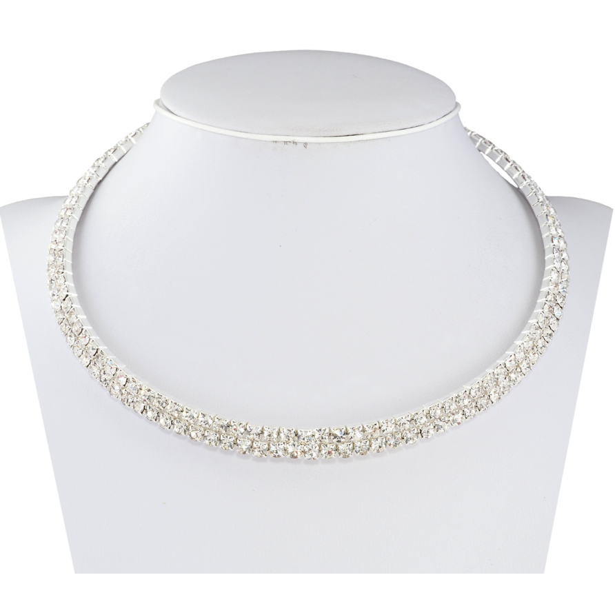 Кольє Доріжка страз в 2 ряди довжина 33см +10.5см доп.ланцюжок х 7мм фото №1