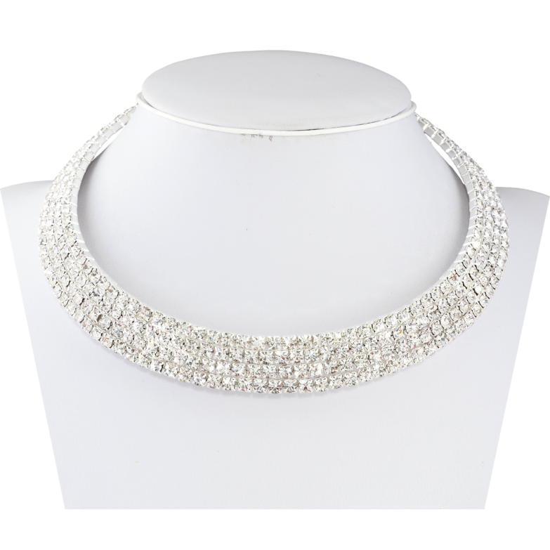 Кольє Доріжка страз в 4 ряди довжина 32см +10.5см дод.ланцюжок х 14мм фото №6