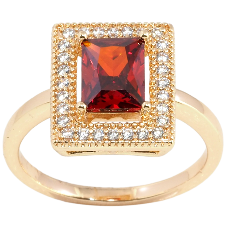 Кольцо Xuping M&L Цвет 18К Красный фианит в обрамлении циркония фото №9