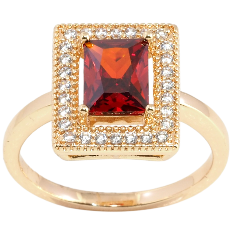 Кольцо Xuping M&L Цвет 18К Красный фианит в обрамлении циркония фото №1