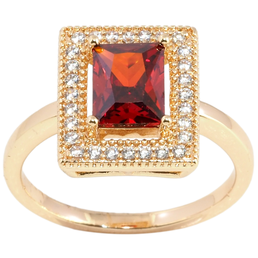 Кольцо Xuping M&L Цвет 18К Красный фианит в обрамлении циркония фото №1