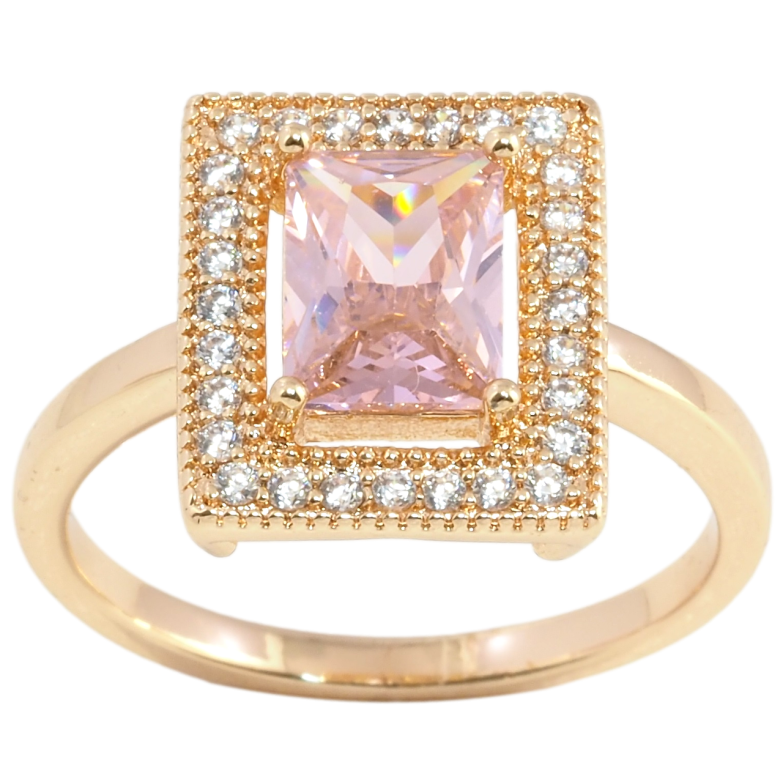 Кольцо Xuping M&L Цвет 18К Розовый фианит в обрамлении циркония фото №11