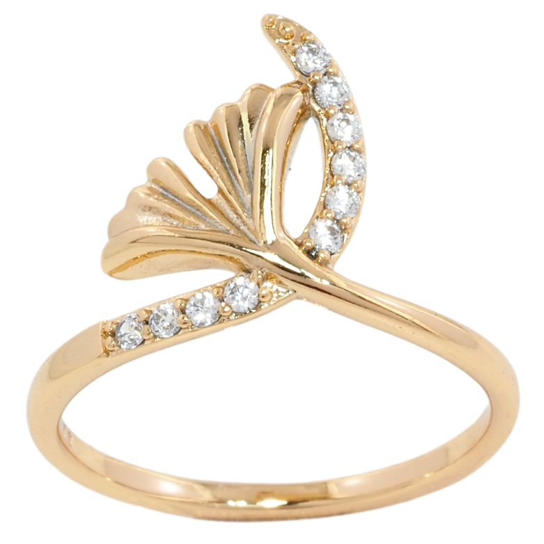 Каблучка Xuping Позолота 18K Листочок з доріжкою цирконію» фото №5