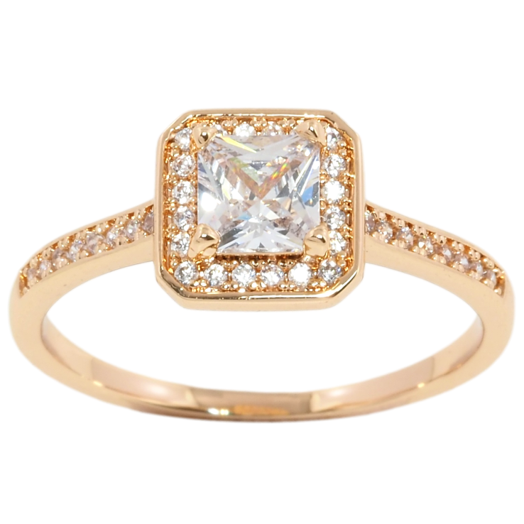 Кольцо Xuping Позолота 18K Фианит в обрамлении циркония фото №12