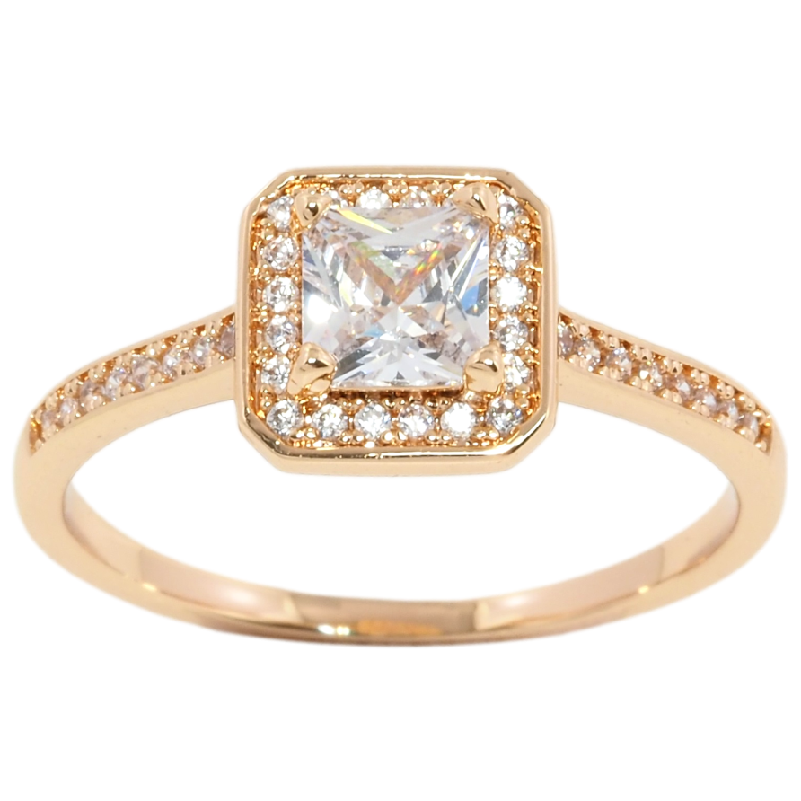 Кольцо Xuping Позолота 18K Фианит в обрамлении циркония фото №1