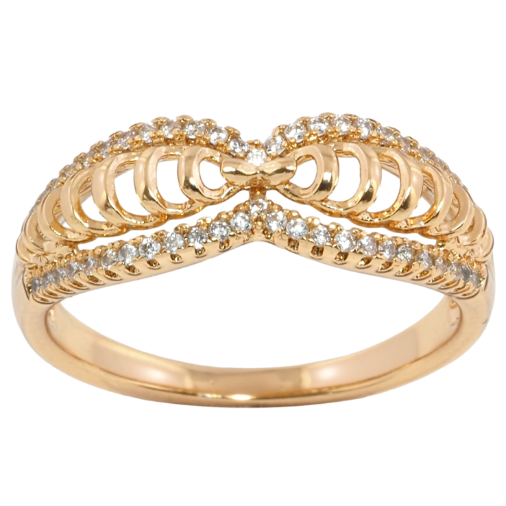 Кольцо Xuping Позолота 18K Резной узор с цирконием фото №9