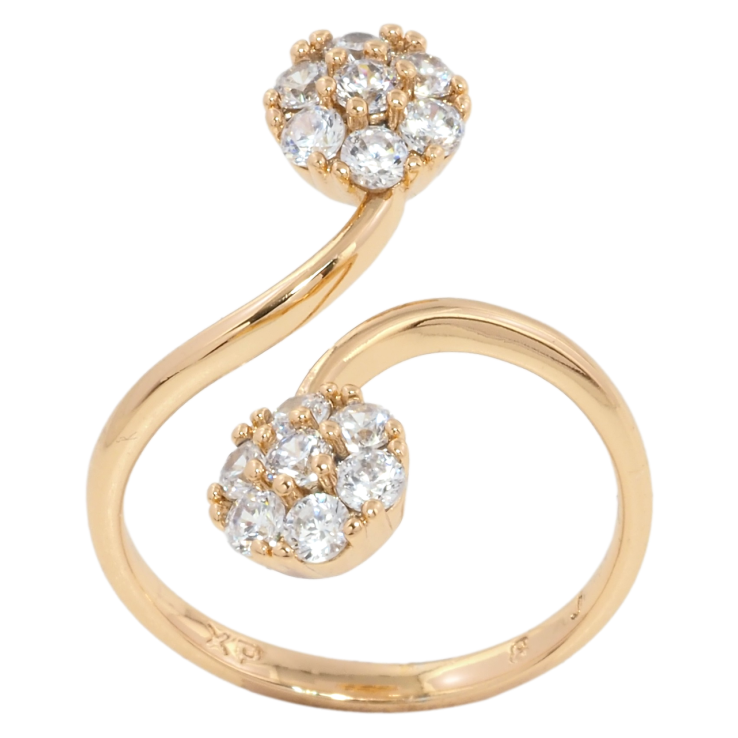Кольцо Xuping Позолота 18K Кристальные цветочки фото №24