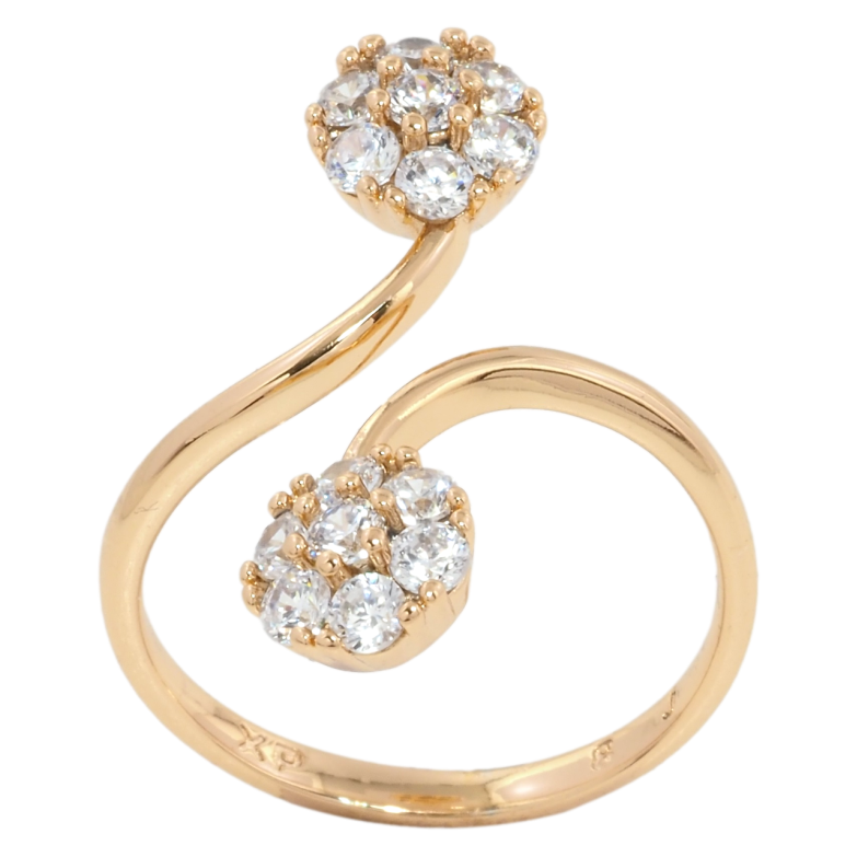 Кольцо Xuping Позолота 18K Кристальные цветочки фото №1