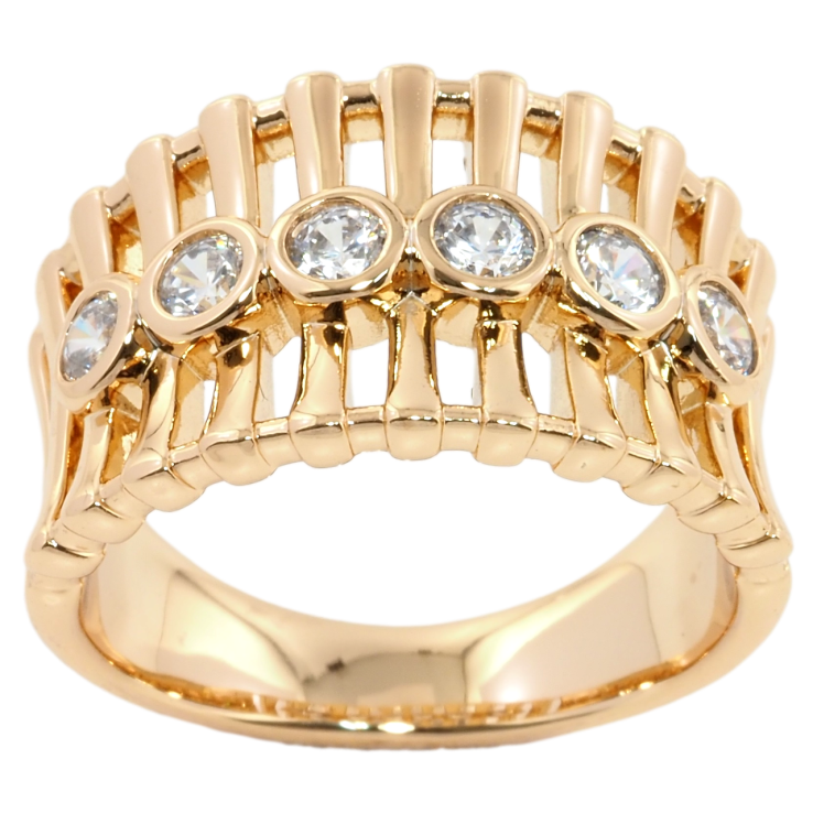 Кольцо Xuping Позолота 18K Декоративный узор с фианитами фото №20