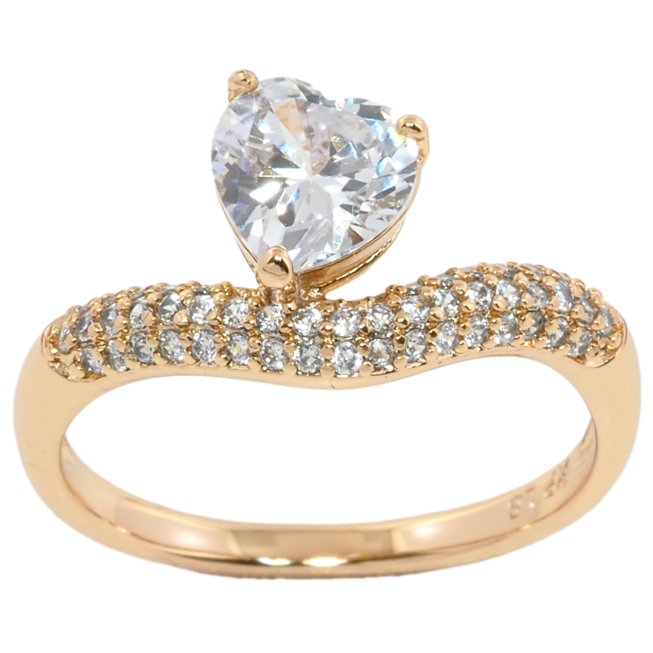 Кольцо Xuping Позолота 18K Кристальное сердечко фото №12