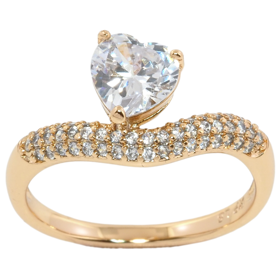 Кольцо Xuping Позолота 18K Кристальное сердечко фото №1