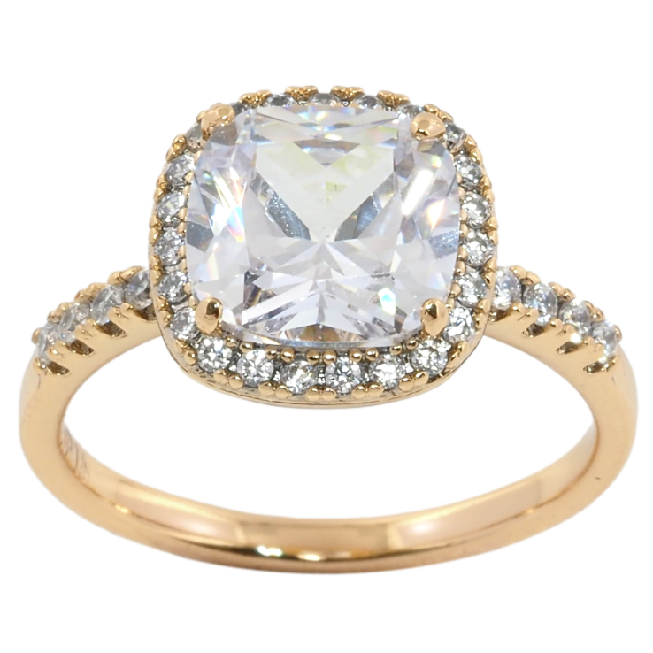 Кольцо Xuping Позолота 18K Фианит в обрамлении циркония фото №7