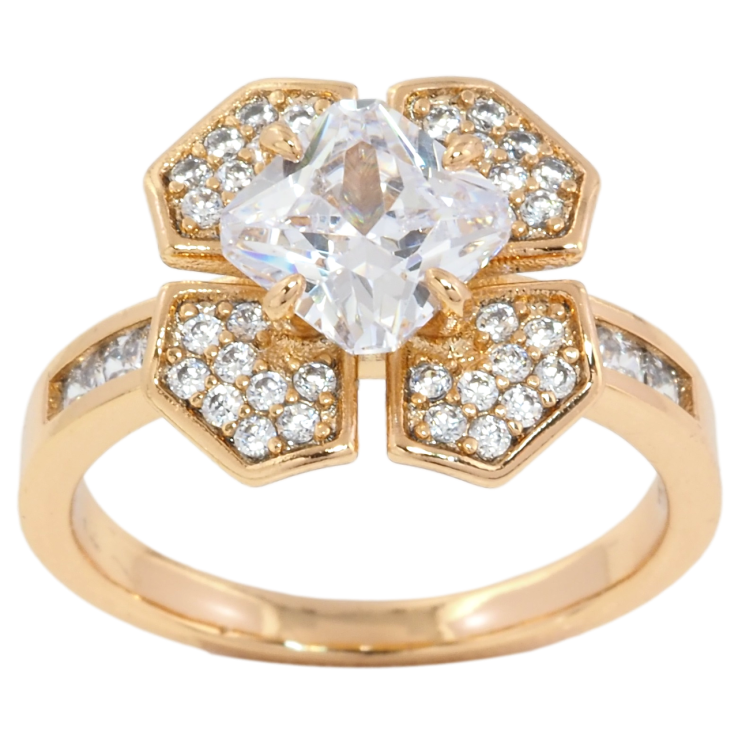 Кольцо Xuping Позолота 18K Цветок с инкрустацией цирконием фото №3