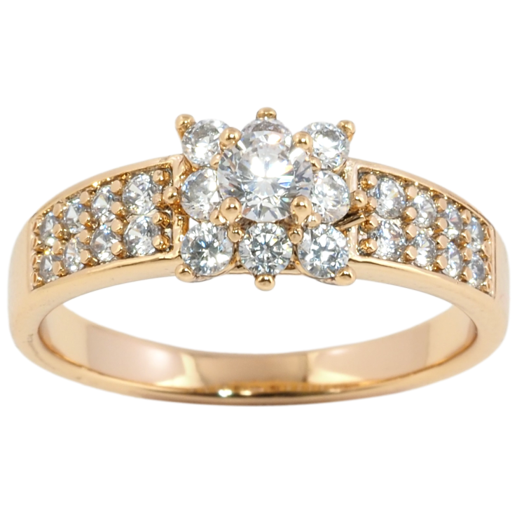 Кольцо Xuping Позолота 18K Кристальный цветочек фото №13