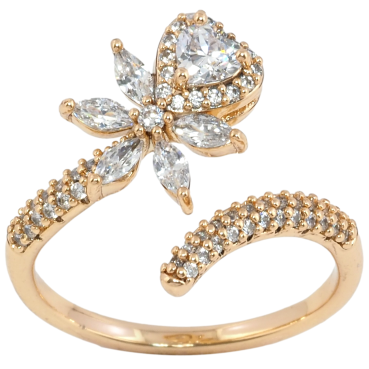 Кольцо Xuping Позолота 18K Цветочный узор с инкрустацией цирконием фото №4