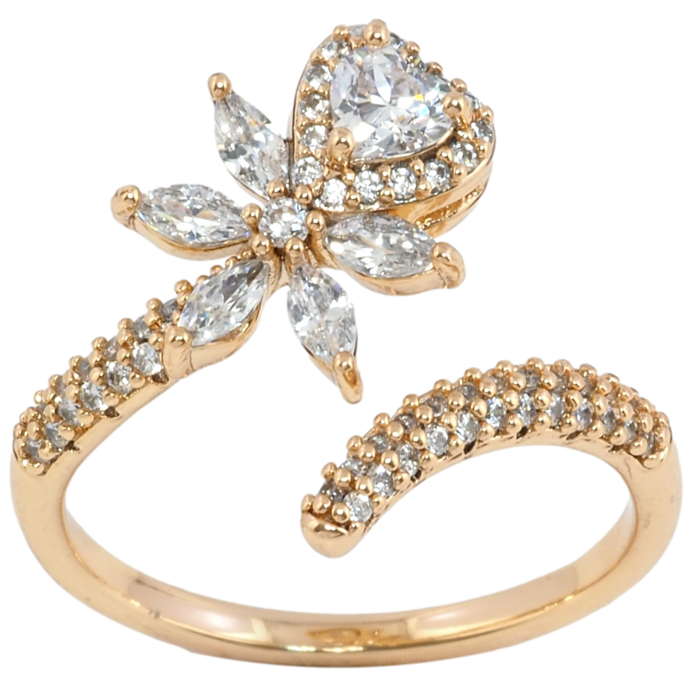 Кольцо Xuping Позолота 18K Цветочный узор с инкрустацией цирконием фото №1
