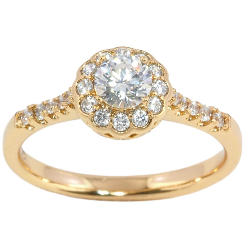 Каблучка Xuping Позолота 18K Квітковий візерунок з інкрустацією цирконієм» фото №12