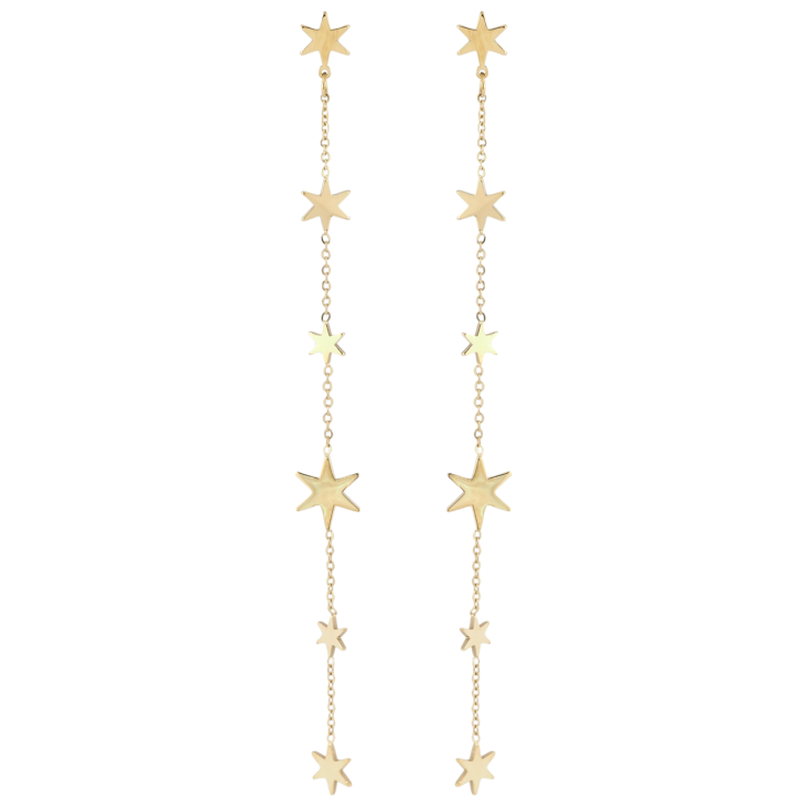 Серьги Xuping TTM Stainless Steel цвет 14K пусеты Звездные подвески фото №16