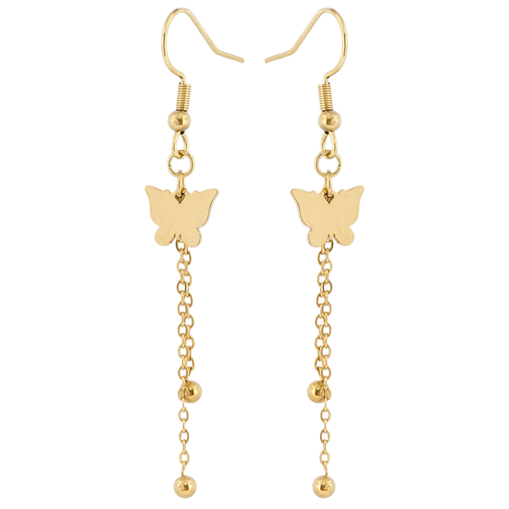 Сережки Xuping TTM Stainless Steel колір 14K французький замок «Підвіски з метеликами» фото №10