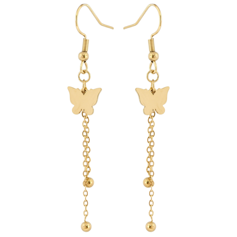 Сережки Xuping TTM Stainless Steel колір 14K французький замок «Підвіски з метеликами» фото №2