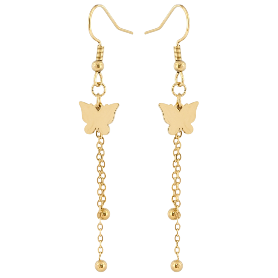 Сережки Xuping TTM Stainless Steel колір 14K французький замок «Підвіски з метеликами» фото №1