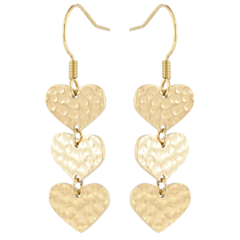 Сережки Xuping TTM Stainless Steel колір 14K французький замок «Сердечка» фото №3