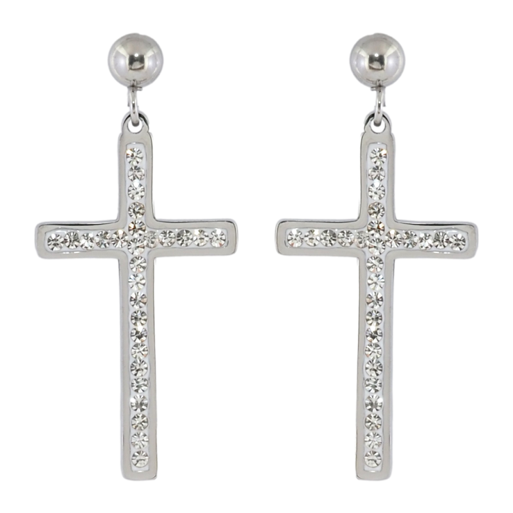 Серьги Xuping TTM Stainless Steel цвет Родий пусеты Крестики с кристаллами фото №7