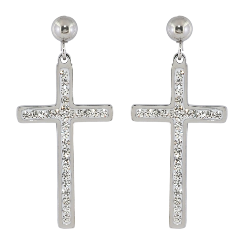 Серьги Xuping TTM Stainless Steel цвет Родий пусеты Крестики с кристаллами фото №20