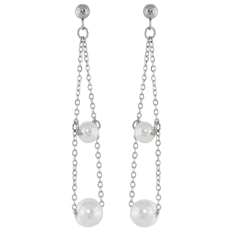 Серьги Xuping TTM Stainless Steel цвет Родий пусеты Декоративные подвески с жемчужными бусинами фото №1