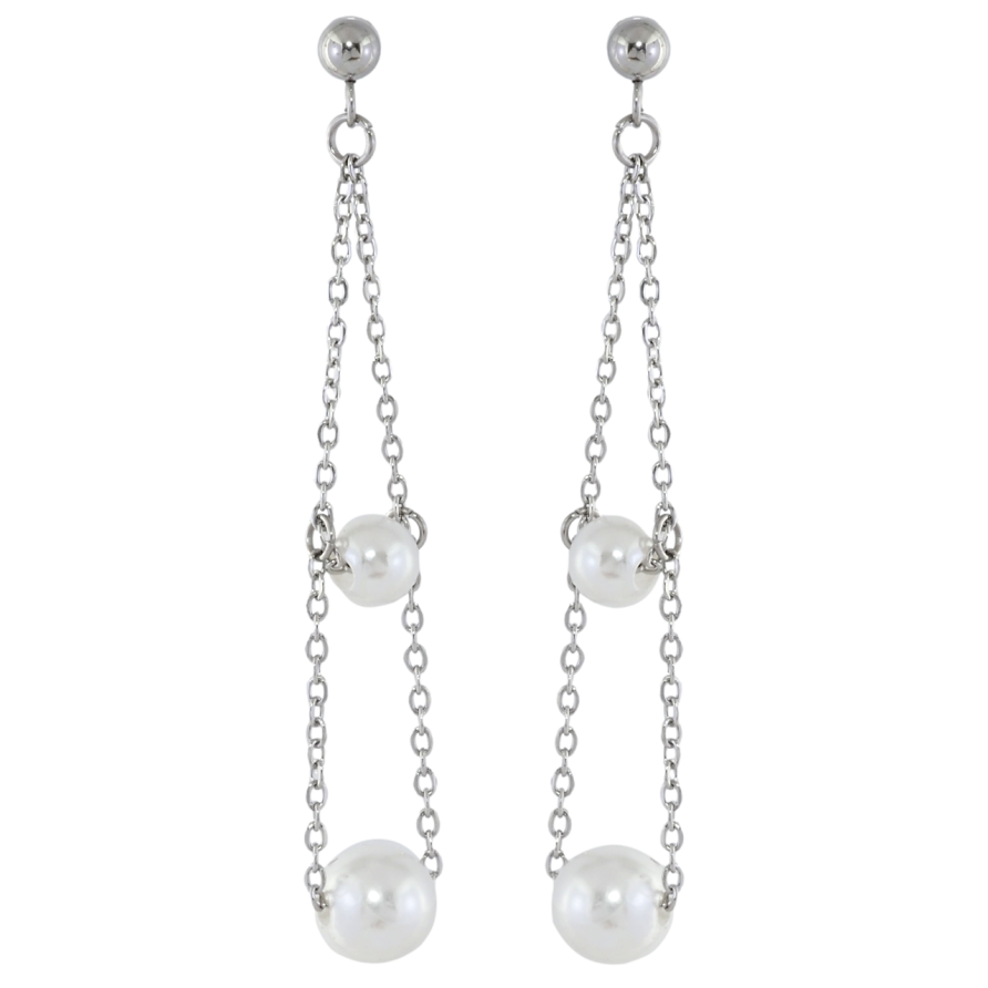 Серьги Xuping TTM Stainless Steel цвет Родий пусеты Декоративные подвески с жемчужными бусинами фото №1