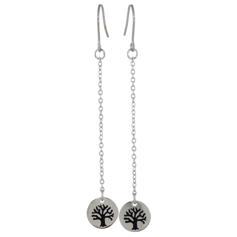 Серьги Xuping TTM Stainless Steel цвет Родий французский замок Подвески Древо Жизни фото №11