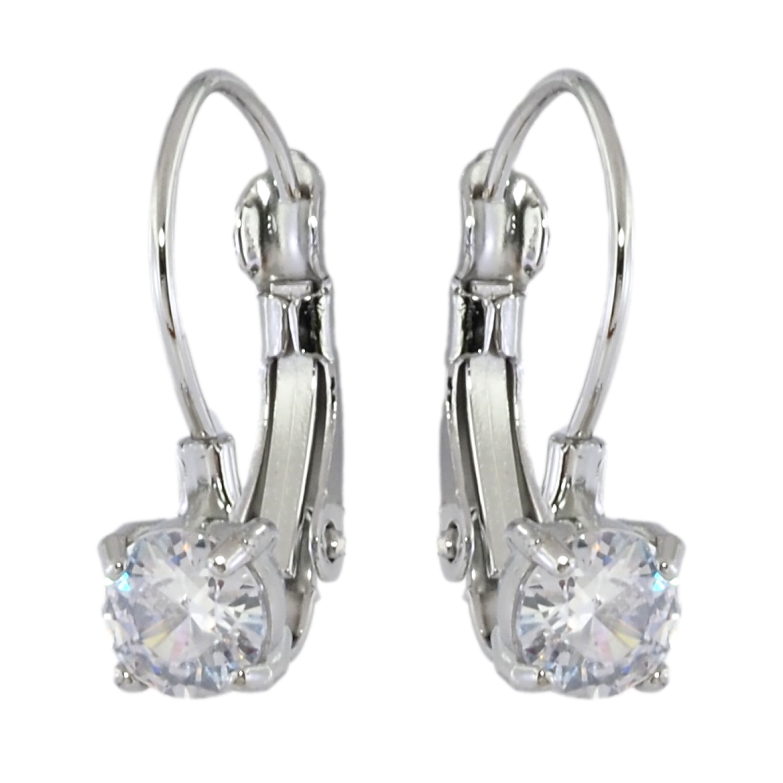 Сережки Xuping TTM Stainless Steel колір Родій французький замок «Фіаніти на дужках» ø 5мм фото №1