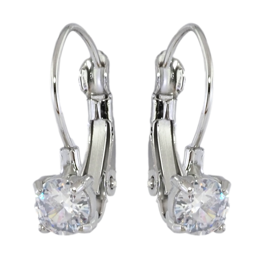 Сережки Xuping TTM Stainless Steel колір Родій французький замок «Фіаніти на дужках» ø 5мм фото №1