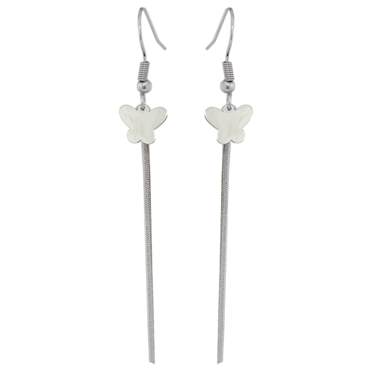 Сережки Xuping TTM Stainless Steel колір Родій французький замок «Метелики» фото №11