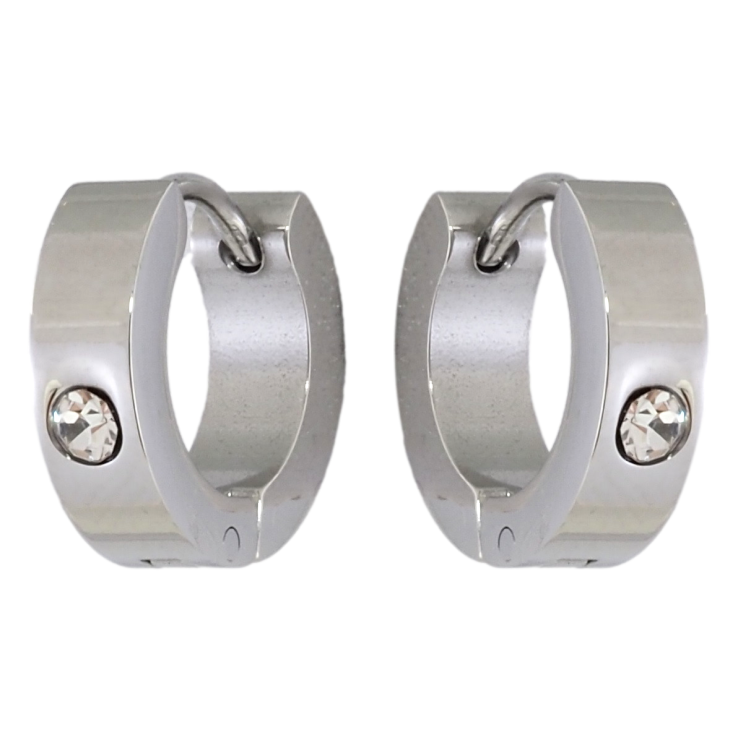 Серьги Xuping TTM Stainless Steel цвет Родий колечки Классика с кристаллом фото №12