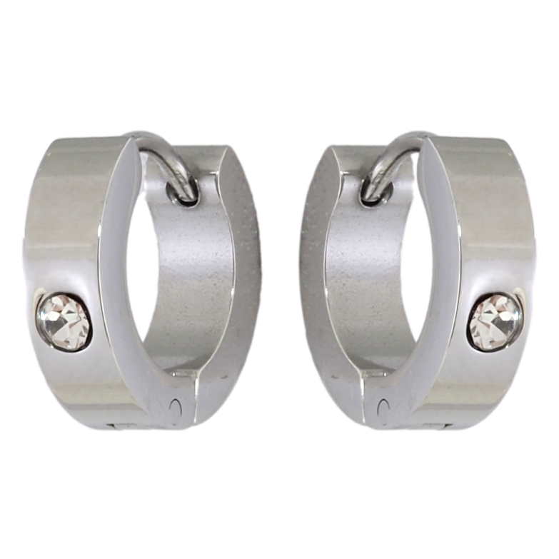 Серьги Xuping TTM Stainless Steel цвет Родий колечки Классика с кристаллом фото №8