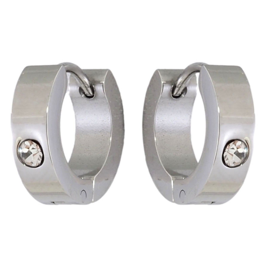 Серьги Xuping TTM Stainless Steel цвет Родий колечки Классика с кристаллом фото №1