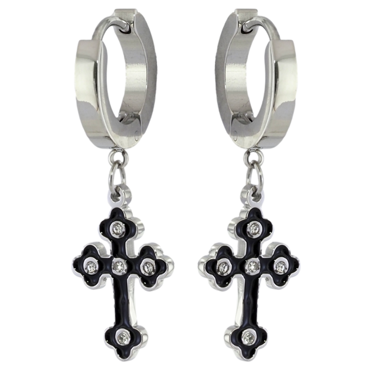 Серьги Xuping TTM Stainless Steel цвет Родий подвески на колечках Крестики фото №13