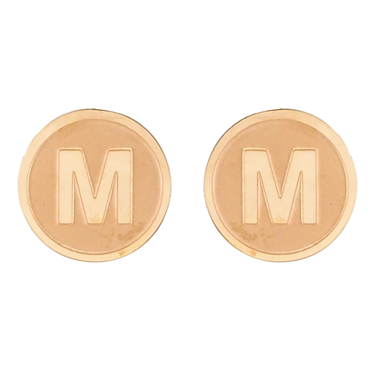 Серьги Xuping TTM Stainless Steel цвет РО пусеты Буква М ø 13мм фото №15