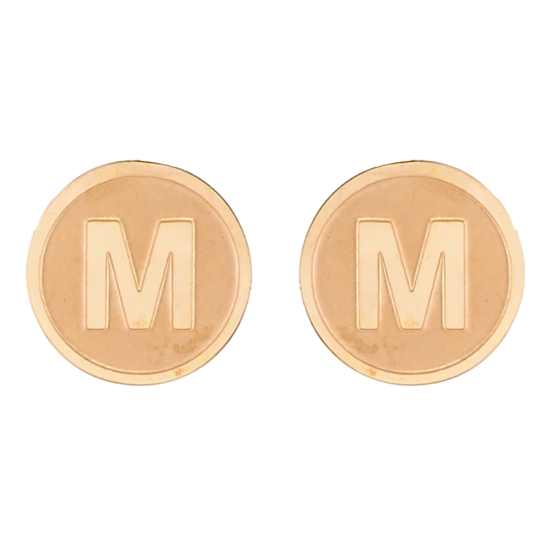 Серьги Xuping TTM Stainless Steel цвет РО пусеты Буква М ø 13мм фото №1