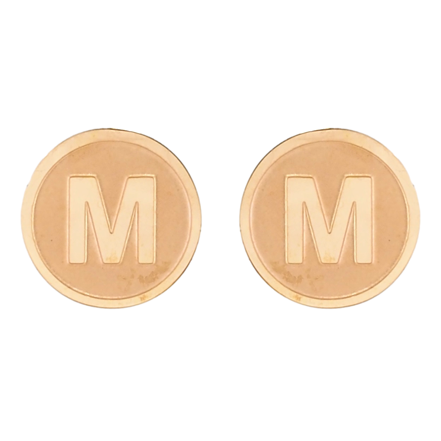 Серьги Xuping TTM Stainless Steel цвет РО пусеты Буква М ø 13мм фото №1