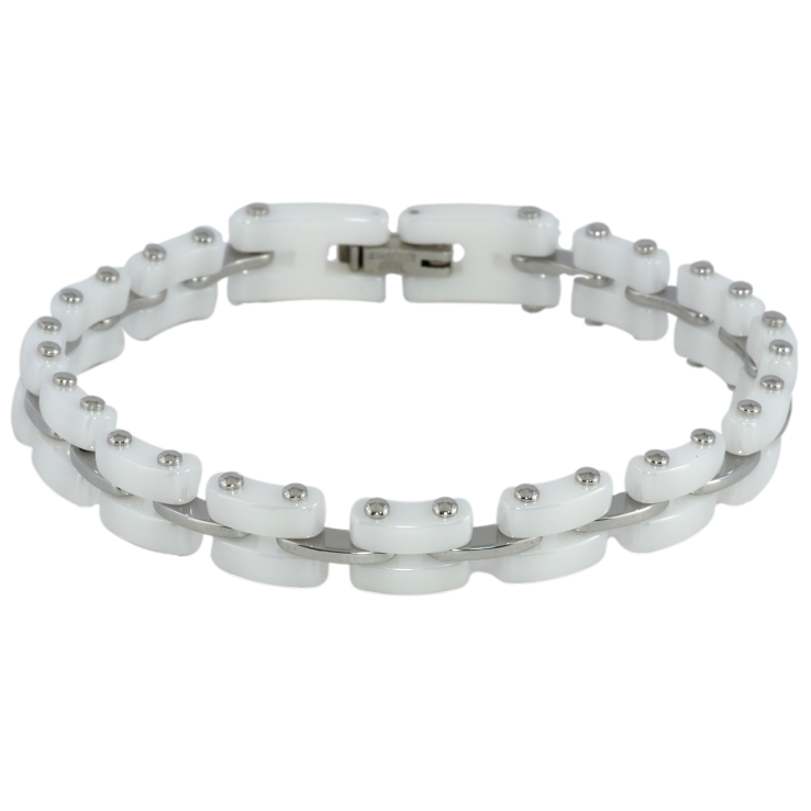 Браслет Xuping ТТМ Stainless Steel колір Родій Ланки з білої кераміки» розмір 19см х 8мм фото №9