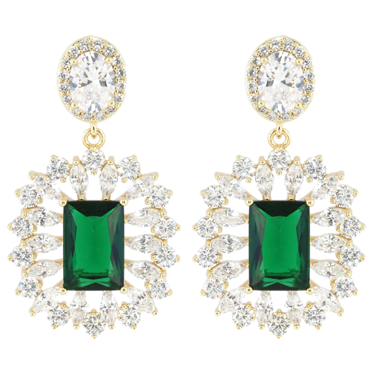 Серьги Xuping JEAN GOUJON Позолота 14K пусеты Изысканные подвески с инкрустацией цирконием и зеленым фианитом фото №23